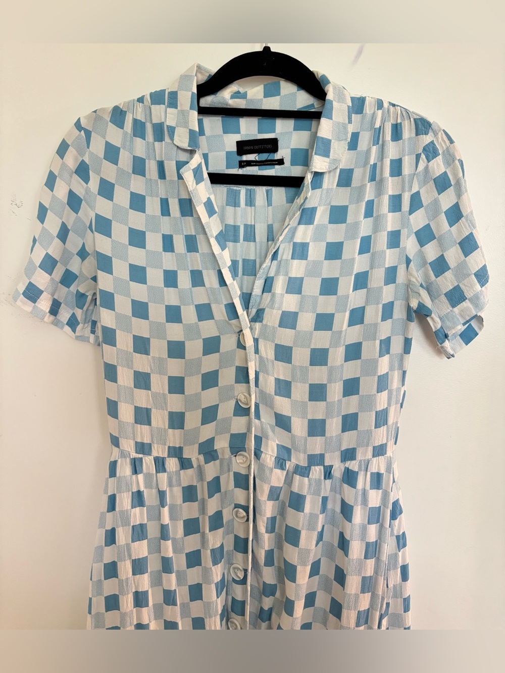 Urban Outfitters Blue and White Gingham Button-Front Dress